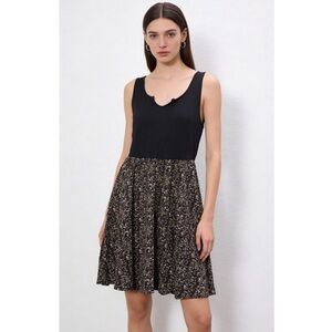 floral black + brown sleeveless dress